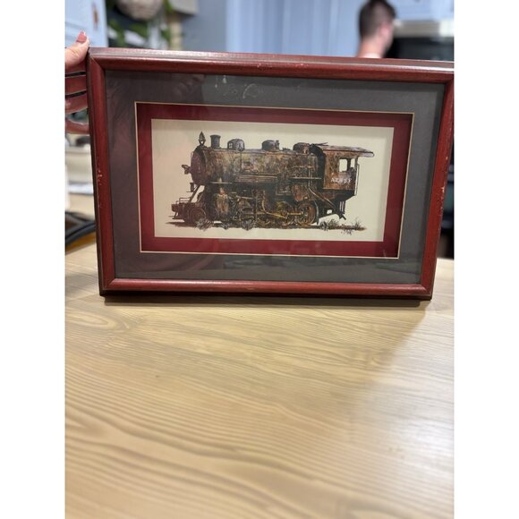 Vintage Signed J.B. Rivard Train Locomotive Steam Engine Railroad Print Framed - Picture 2 of 7